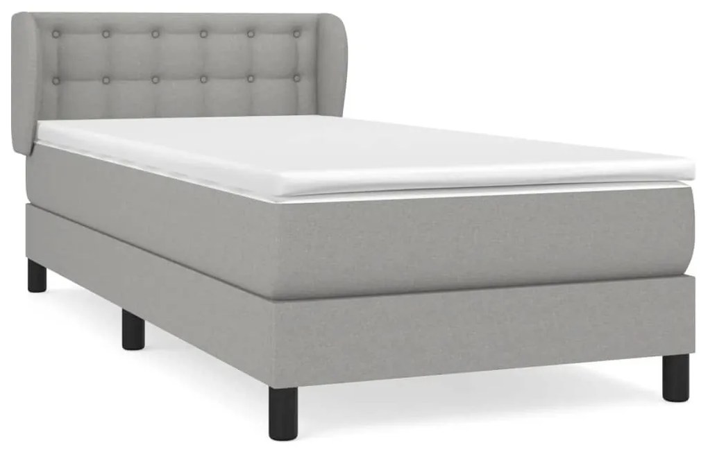 Κρεβάτι Boxspring με Στρώμα Ανοιχτό Γκρι 80x200 εκ. Υφασμάτινο - Γκρι