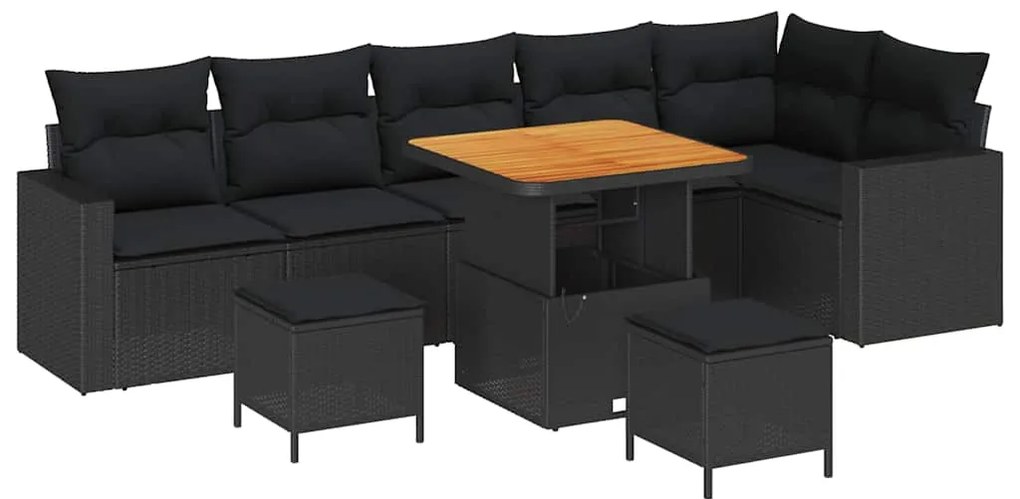 vidaXL Σετ Καναπέ Κήπου 9 pcs Μαύρο συνθετικό ρατάν