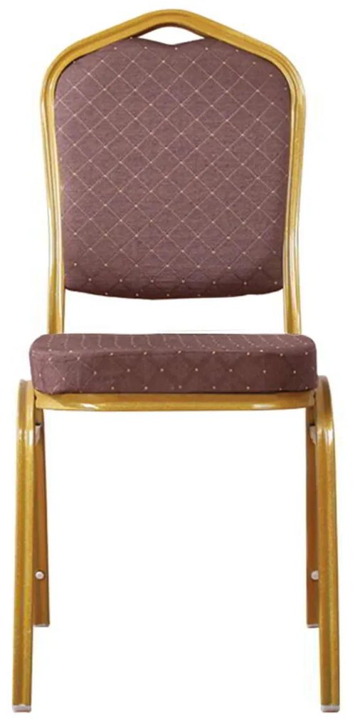 Καρέκλα HILTON Μεταλλική Gold/Ύφασμα Καφέ 44x55x93cm
