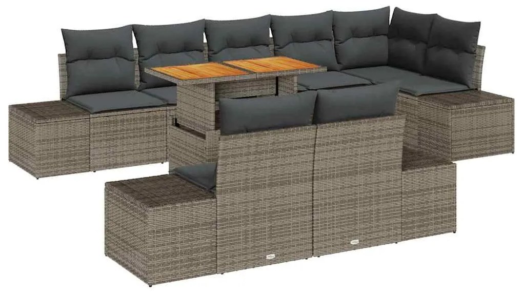 vidaXL Σέτ φαγητού για κήπο 9 pcs Γκρι, Καφέ 100 x 55 x 73 εκ