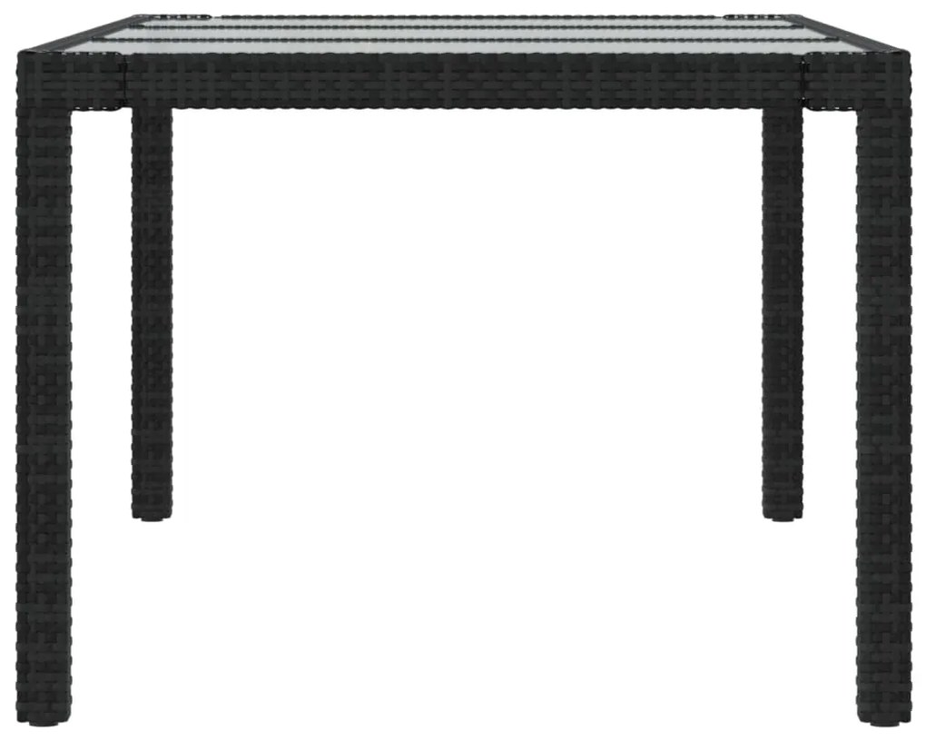 vidaXL Τραπέζι Κήπου Μαύρο 190x90x75 εκ. Ψημένο Γυαλί/Συνθετικό Ρατάν