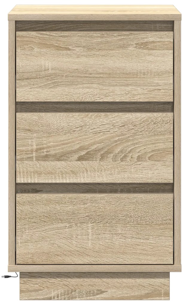 vidaXL Κομοδίνο με LED Καρυδιά Σονόμα 39x34,5x65 εκ. Επεξεργασμένο Ξύλο