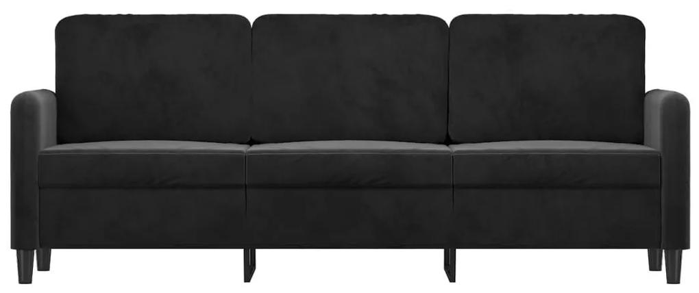 Καναπές Τριθέσιος Μαύρος 180 εκ. Βελούδινος - Μαύρο