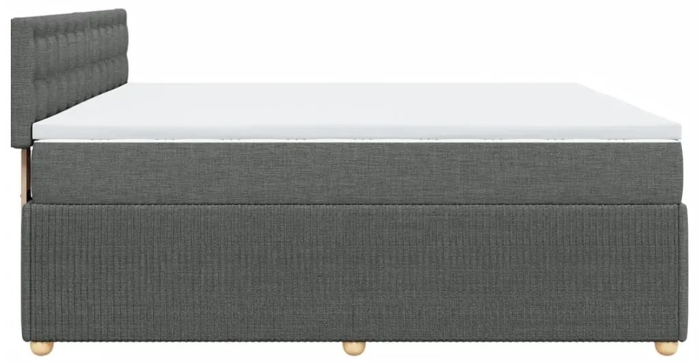 Κρεβάτι Boxspring με Στρώμα Σκούρο Γκρι 200x200 εκ. Υφασμάτινο - Γκρι