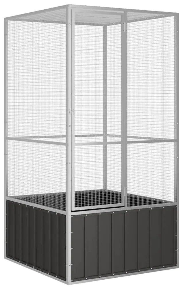 vidaXL Κλουβί Πουλιών Ανθρακί 111x107x211,5 εκ από Γαλβανισμένο Χάλυβα