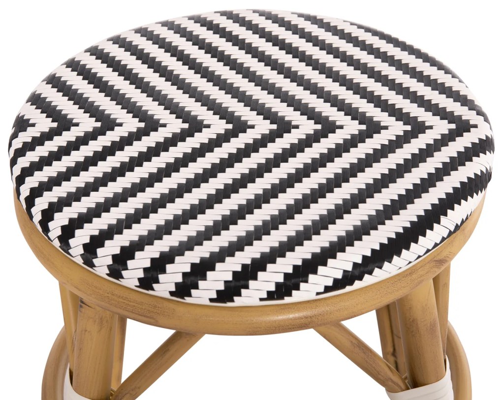 ΣΚΑΜΠΟ ΑΛΟΥΜΙΝΙΟΥ CHINO HM6285.03 BAMBOO LOOK-TEXTILENE ΛΕΥΚΟ-ΜΑΥΡΟ Φ36x46Υεκ. (1 Τεμμάχια)