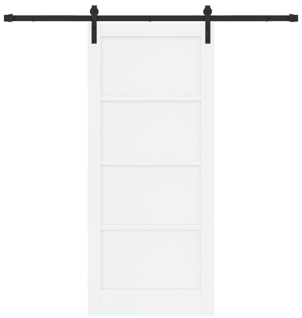 vidaXL Συρόμενη Πόρτα με Σετ Υλικών Λευκή 86x198.5 εκ. Στερεό Ξύλο Πεύκου