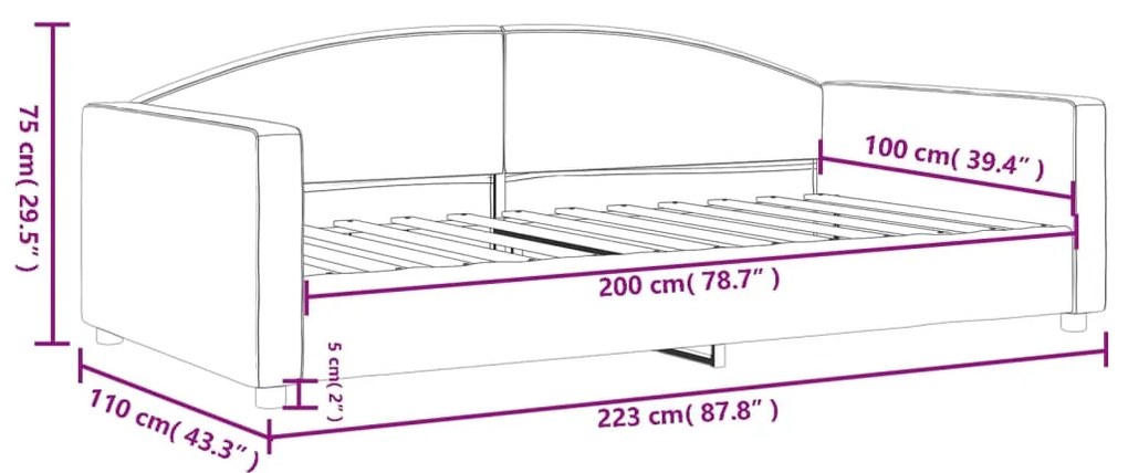 Καναπές Κρεβάτι Μαύρος 100 x 200 εκ. Υφασμάτινος - Μαύρο