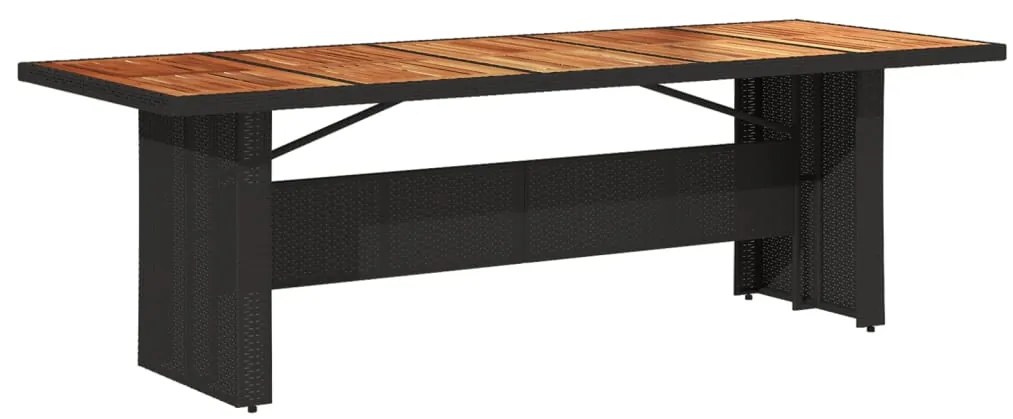 vidaXL Τραπέζι Κήπου Επιφάνεια Ακακίας Μαύρο 240x90x75 εκ Συνθ Ρατάν