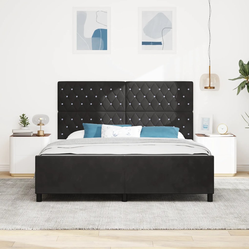 vidaXL Κρεβάτι Μαύρο 180x200 εκ. Βελούδο