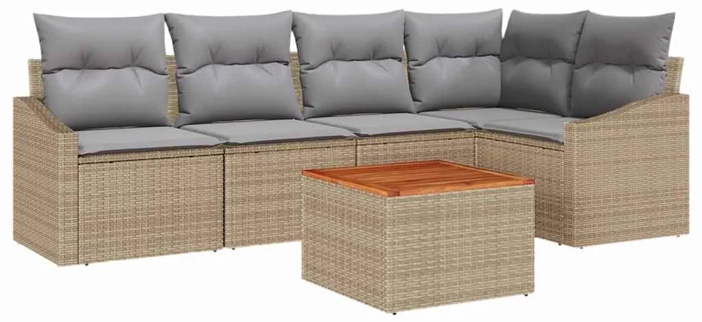 vidaXL Σετ Καναπέ Κήπου 6 pcs Beige, ανοιχτό γκρι