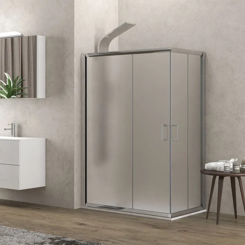 Καμπίνα ορθογώνια με fabric κρύσταλλο NEW FLORA 100 Χρωμέ KARAG 70x80x180cm - NFLF1007080180 - NFLF1007080180