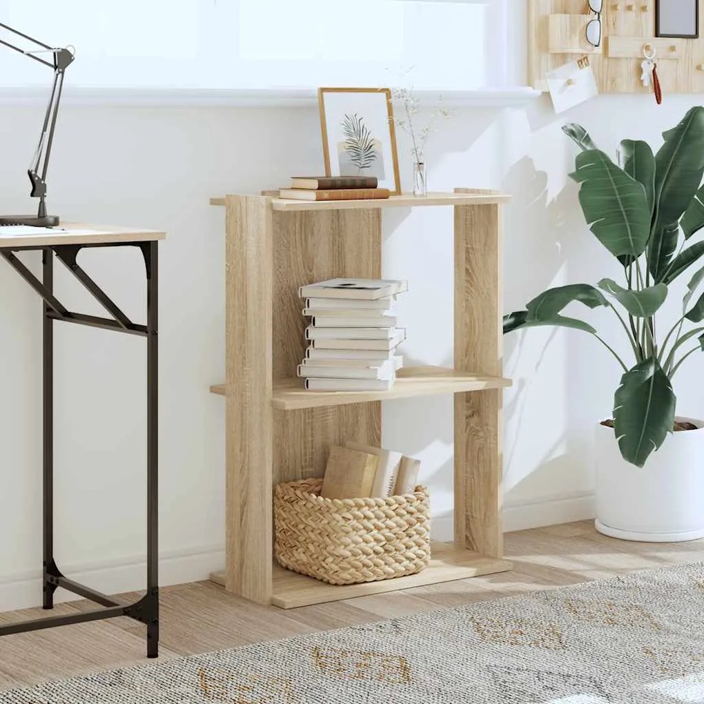 Βιβλιοθήκη 3 Επιπέδων Sonoma Δρυς 60x30x80 εκ. Επεξεργ. Ξύλο - Καφέ