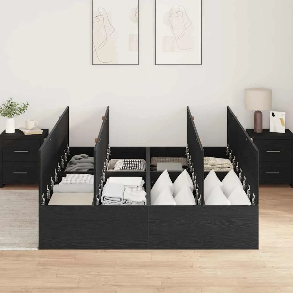 vidaXL Σκελετός Κρεβατιού Μαύρη δρυς 190 x 140 x 31.5 εκ.