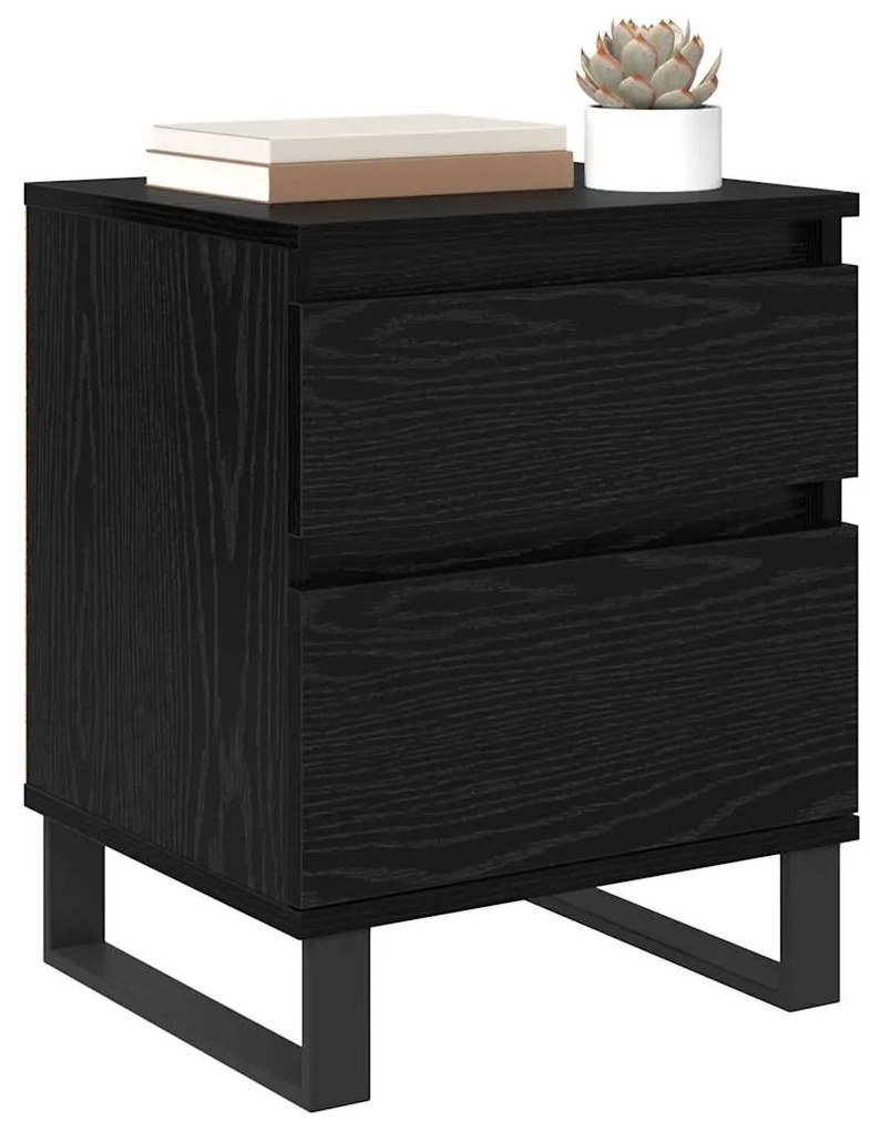 vidaXL Κομοδίνο Μαύρη Οξυά 40 x 35 x 50 εκ. Επεξεργασμένο ξύλο