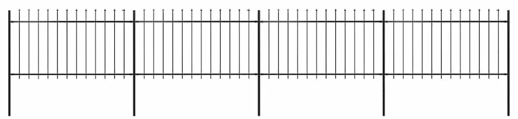Φράχτης Κήπου με Κορυφή Δόρυ από Ατσάλι 714,5 x 100 εκ. Μαύρος