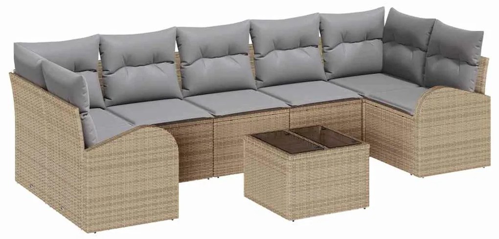 vidaXL Σετ Καναπέ Κήπου 8 pcs Μπεζ 55 x 55 x 37 εκ συνθετικό ρατάν