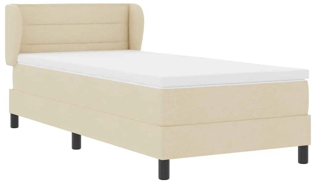 vidaXL Κρεβάτι box spring με στρώμα με στρώμα Κρεμ 90 x 190 cm ύφασμα