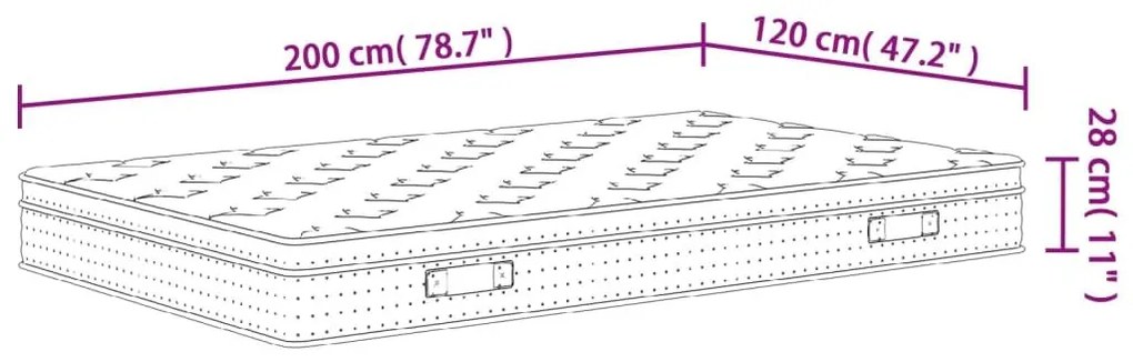 Στρώμα με Pocket Springs Μεσαία Plus Σκληρότητα 120x200 εκ. - Λευκό