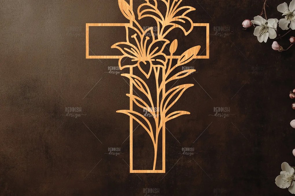 Σετ των 2 Intra απο ξύλο plywood 3mm-4mm πάχος Christian Cross Silhouette, Δίασταση 15x15 cm INTRAFABR-118677965