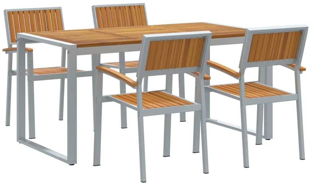 vidaXL Σέτ φαγητού για κήπο 5 pcs Γκρι και καφέ 160 x 80 x 75 cm