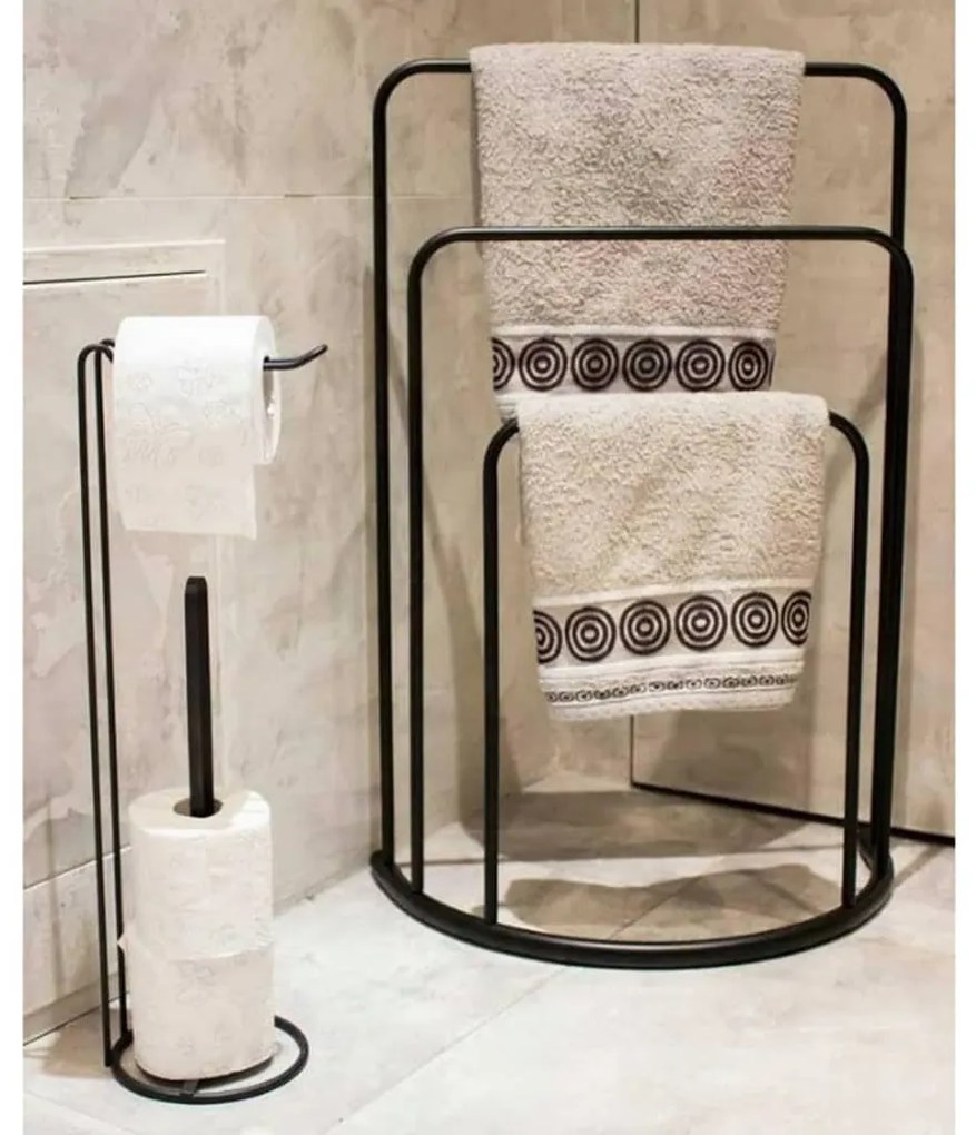 Bathroom Solutions Κρεμάστρα για Πετσέτες Μαύρη 49,5x75 εκ. Μεταλλική