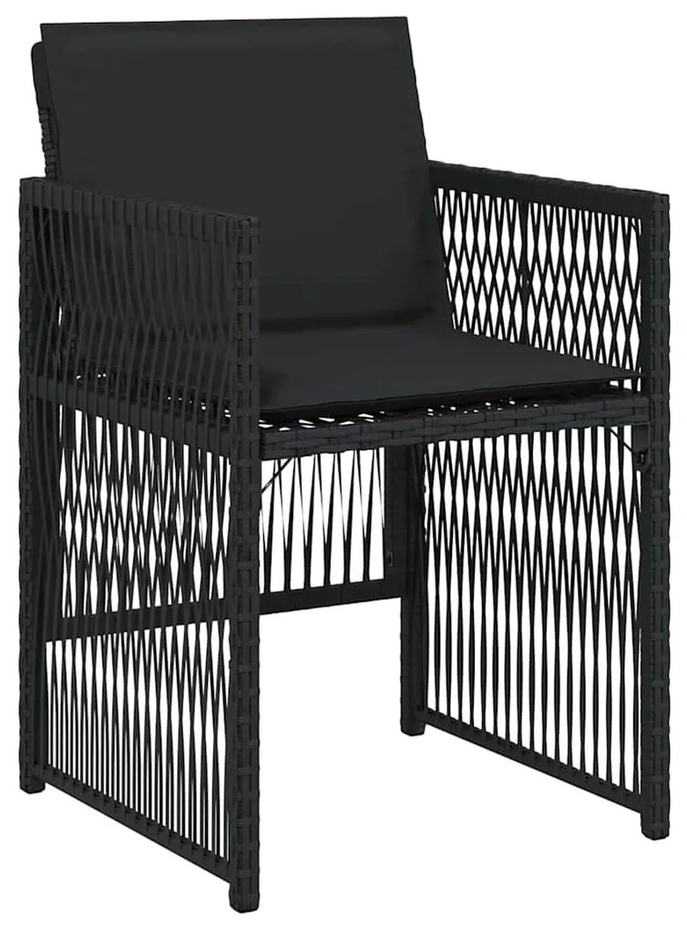 vidaXL Set κήπου 5 τεμαχίων  με μαύρα μαξιλάρια και πολυρατάν.