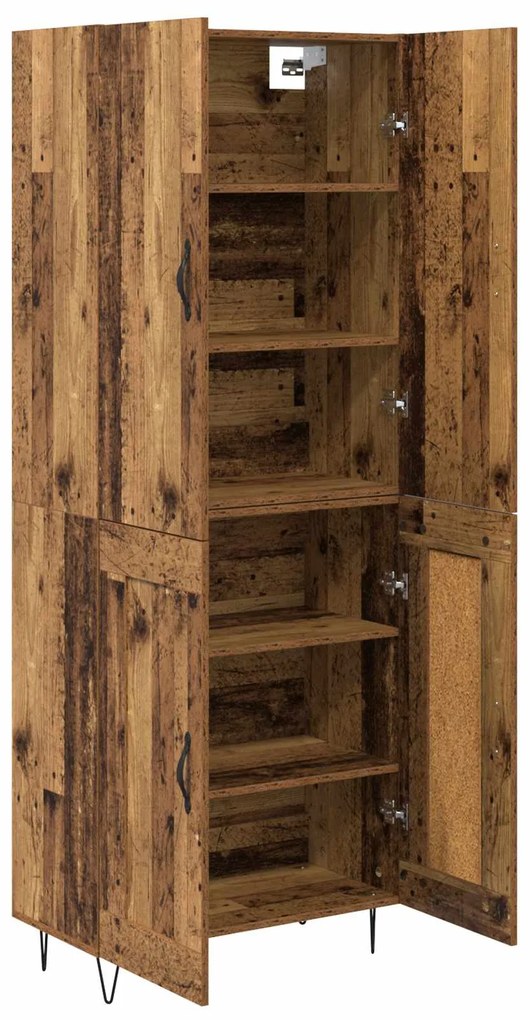 vidaXL Highboard 2 pcs Παλιό ξύλο Μηχανική ξυλεία και γυαλί