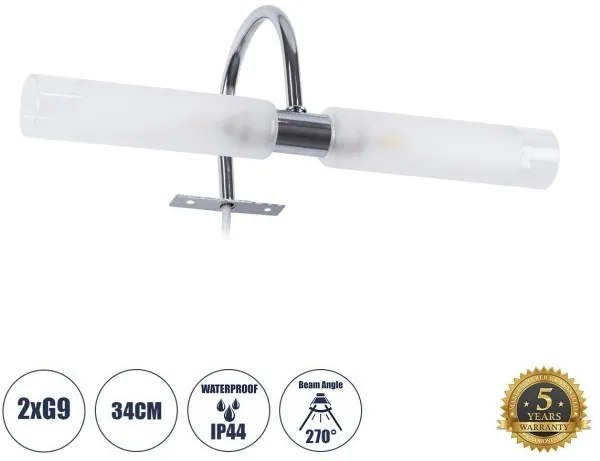 Απλίκα Καθρέπτη Μπάνιου-Πίνακα Δίφωτο FLORA Globostar-60414-Νίκελ Ματ 60414