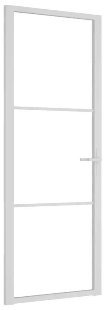 vidaXL Εσωτερική Πόρτα 76 x 201,5 εκ. Λευκό ESG Γυαλί και Αλουμίνιο