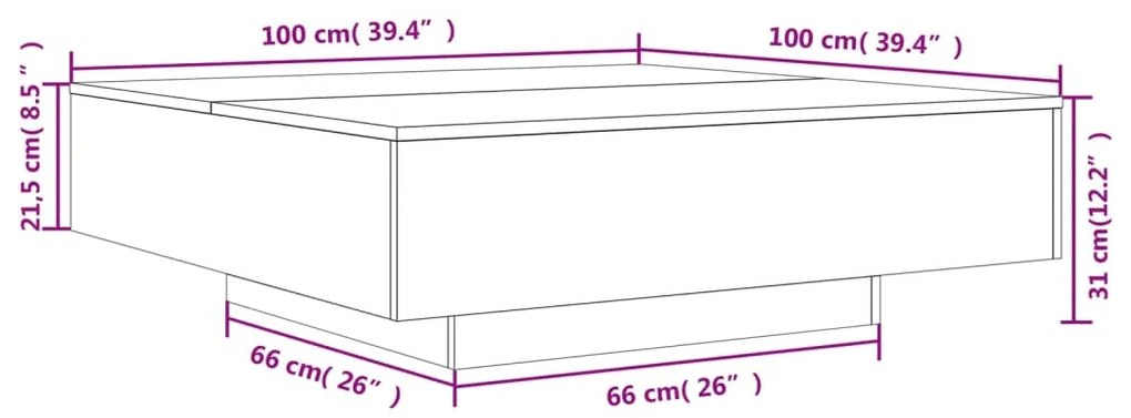 Τραπεζάκι Σαλονιού Καφέ Δρυς 100x100x31 εκ. Επεξεργασμένο Ξύλο - Καφέ