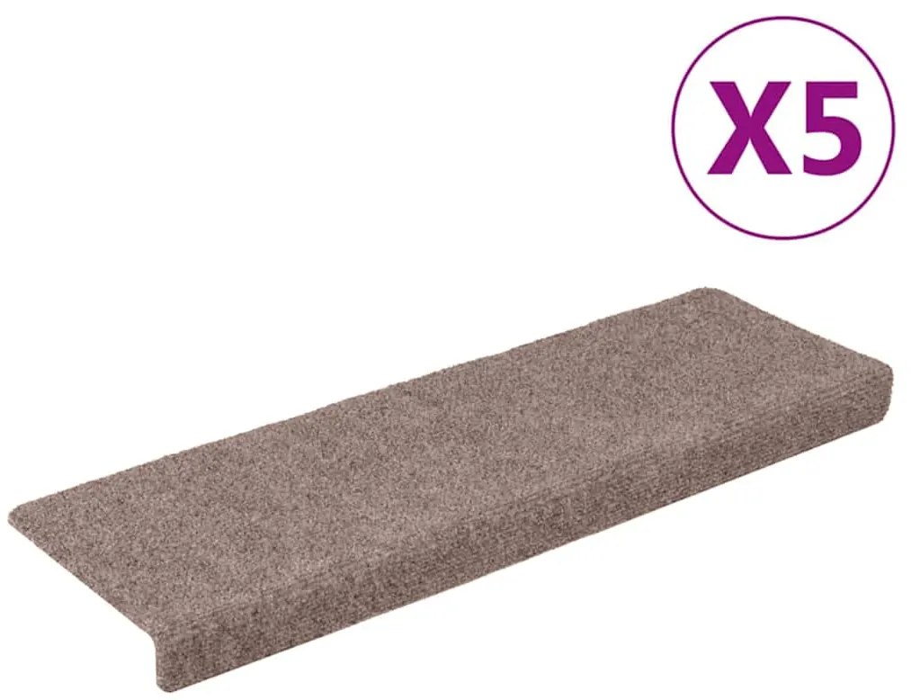 vidaXL Πατάκια Σκάλας 5 τεμ. Καφέ 65x21x4 εκ. Βελονιασμένα
