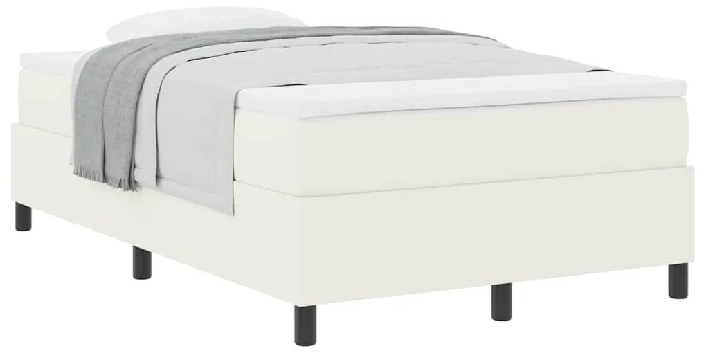 vidaXL Κρεβάτι με ελατήρια Κρέμα και Λευκό 203 x 120 x 60 εκ Βελούδο