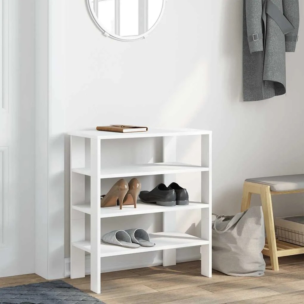Ράφι παπουτσιών Λευκό 61x32x70 cm Κατασκευασμένο ξύλο - Λευκό