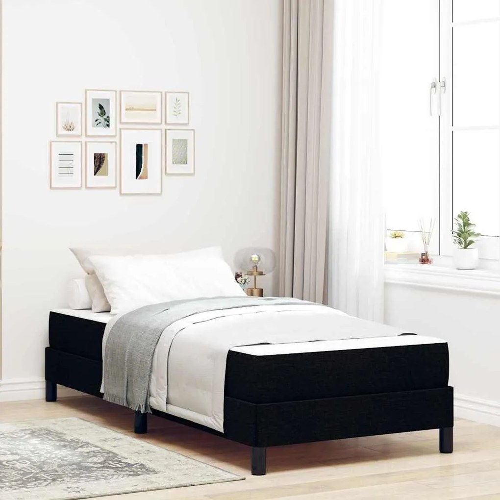 vidaXL Κρεβάτι με ελατήρια Άλλο Μαύρο 90 x 190 cm ύφασμα