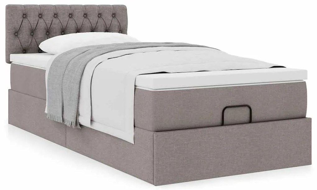 vidaXL Οθωμανικό κρεβάτι με στρώμα Taupe 90x190cm ύφασμα