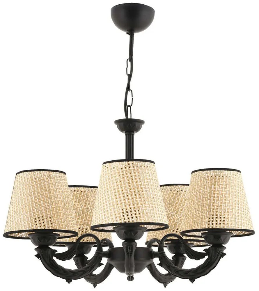 Φωτιστικό Οροφής Fiona Coral 390FLH2292 55x65cm 5xE27 40W Black-Cream Opviq