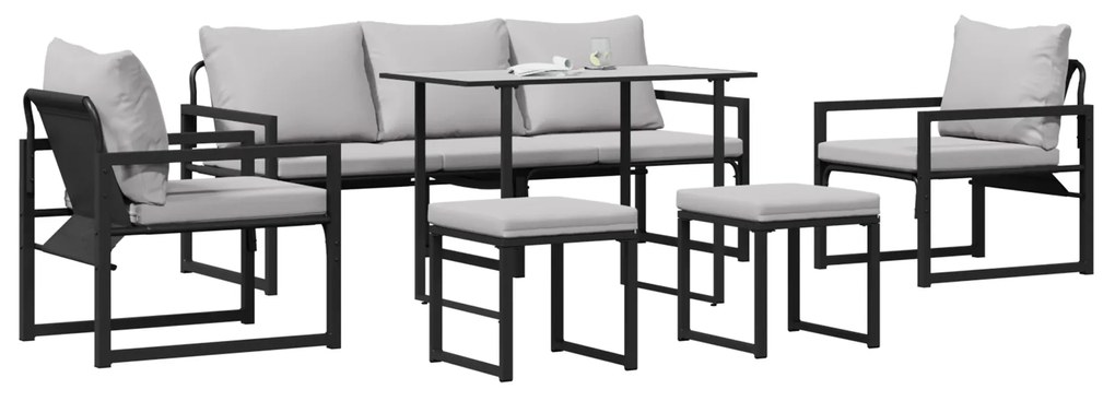 vidaXL Σετ Καναπέ Κήπου 6 pcs Μαύρο 61 x 72.5 x 71 εκ Ατσάλι