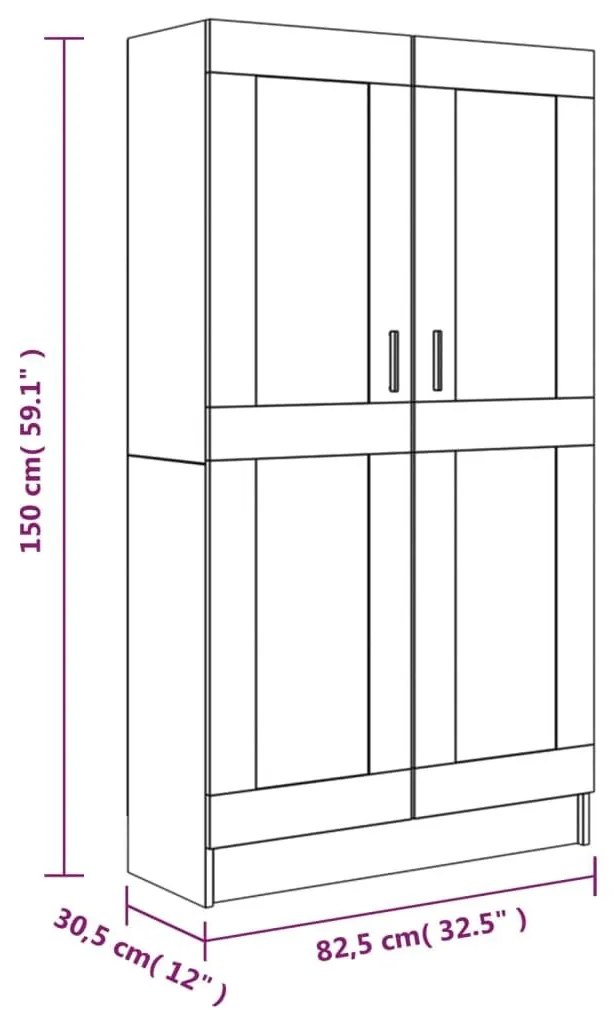 Βιβλιοθήκη Γκρι Sonoma 82,5x30,5x150 εκ. από Επεξεργασμένο Ξύλο - Γκρι