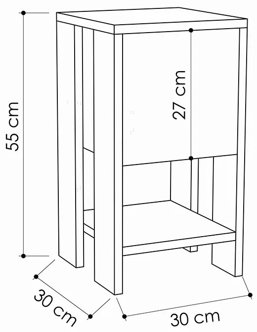 ΚΟΜΟΔΙΝΟ EMA PAKOWORLD ΧΡΩΜΑ ΛΕΥΚΟ 30X30X55ΕΚ