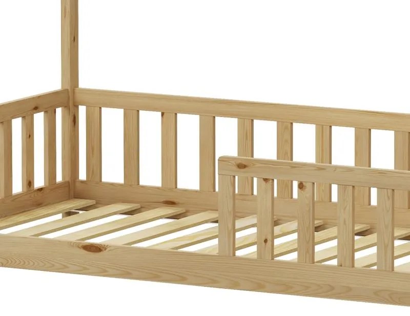 Κρεβάτι παιδικό Callan τύπου Montessori με κιγκλίδωμα ξύλο πεύκου φυσικό 90x190 εκ. 97x190x140.5 εκ.