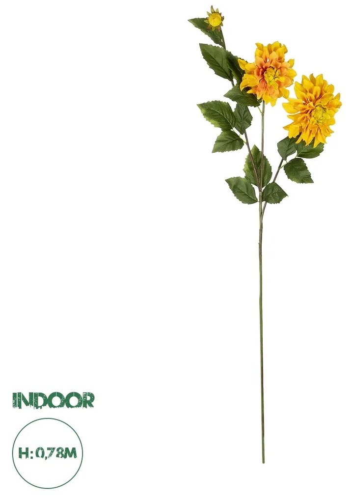 GloboStar® Artificial Garden ORANGE DHALIA BRANCH 21324 Τεχνητό Διακοσμητικό Πορτοκαλί Κλαδί Ντάλια Y115cm