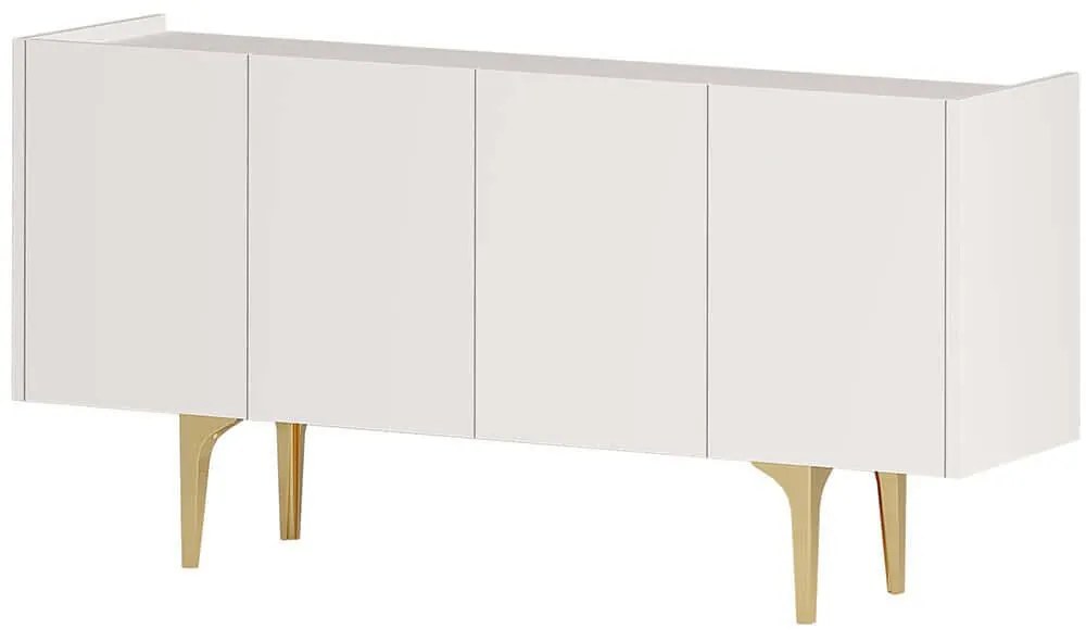 Μπουφές Albina 393MRD1506 150x40x75cm White-Gold Μοριοσανίδα, Μελαμίνη