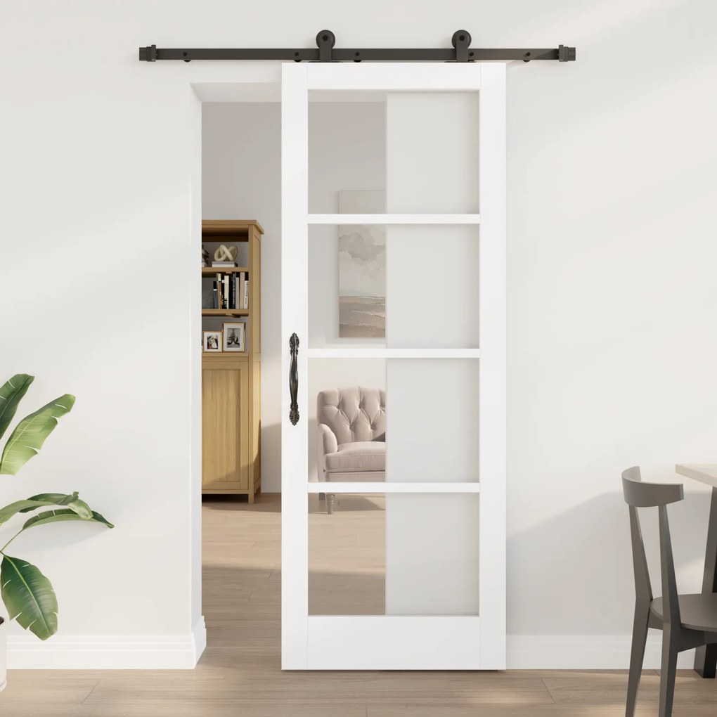vidaXL Συρόμενη Πόρτα με Σετ Αξεσουάρ 'ORKDAL' Λευκή 78x211 εκ.