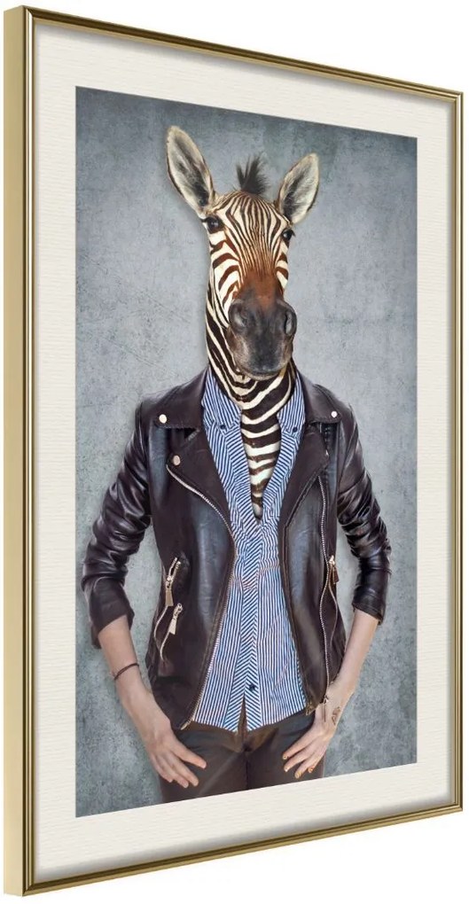 Αφίσα - Animal Alter Ego: Zebra - 20x30 - Χρυσό - Με πασπαρτού