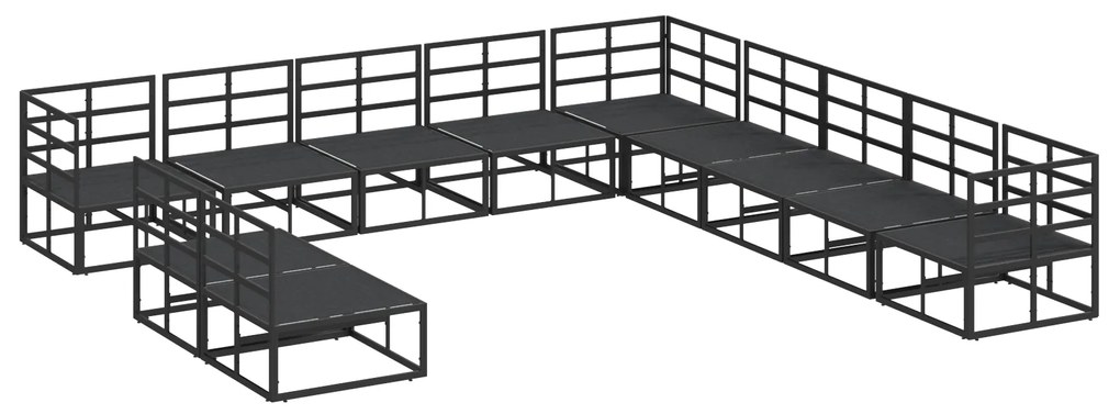 vidaXL Σετ Καναπέ Κήπου 11 pcs Μαύρο 70 x 70 x 32 εκ. Αλουμίνιο