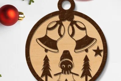 Σετ των 2 Intra απο ξύλο plywood 3mm-4mm πάχος Χριστουγεννιάτικη μπάλα 3D Design Δίασταση 15x15 cm INTRAFABR-73432210