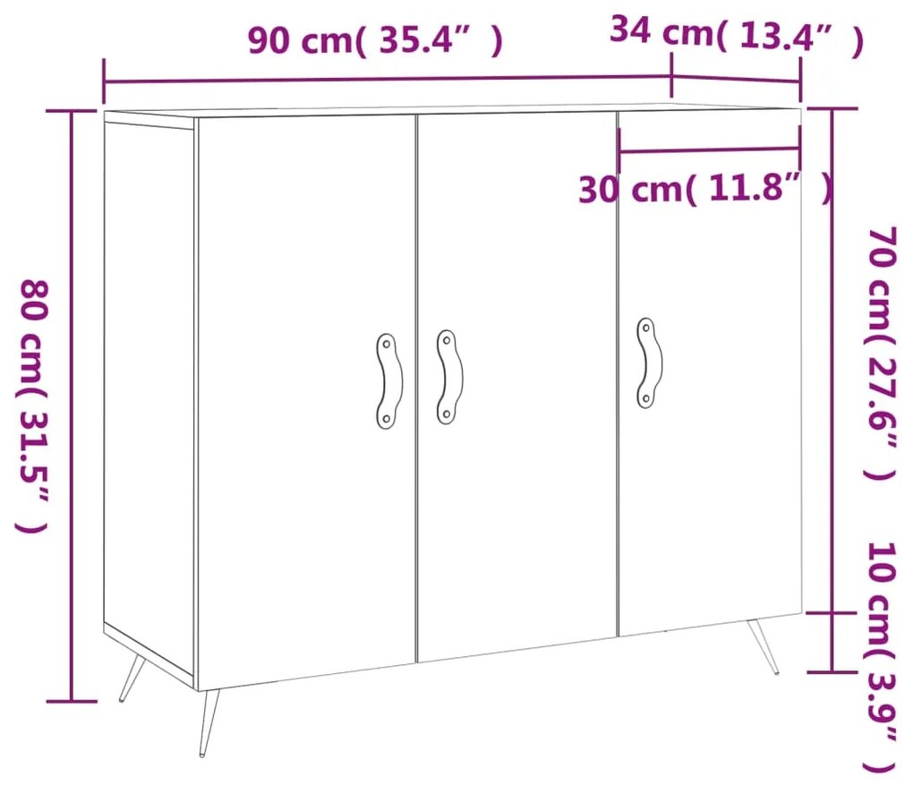 Ντουλάπι Γκρι Σκυροδέματος 90x34x80 εκ. Επεξεργασμένο Ξύλο - Γκρι