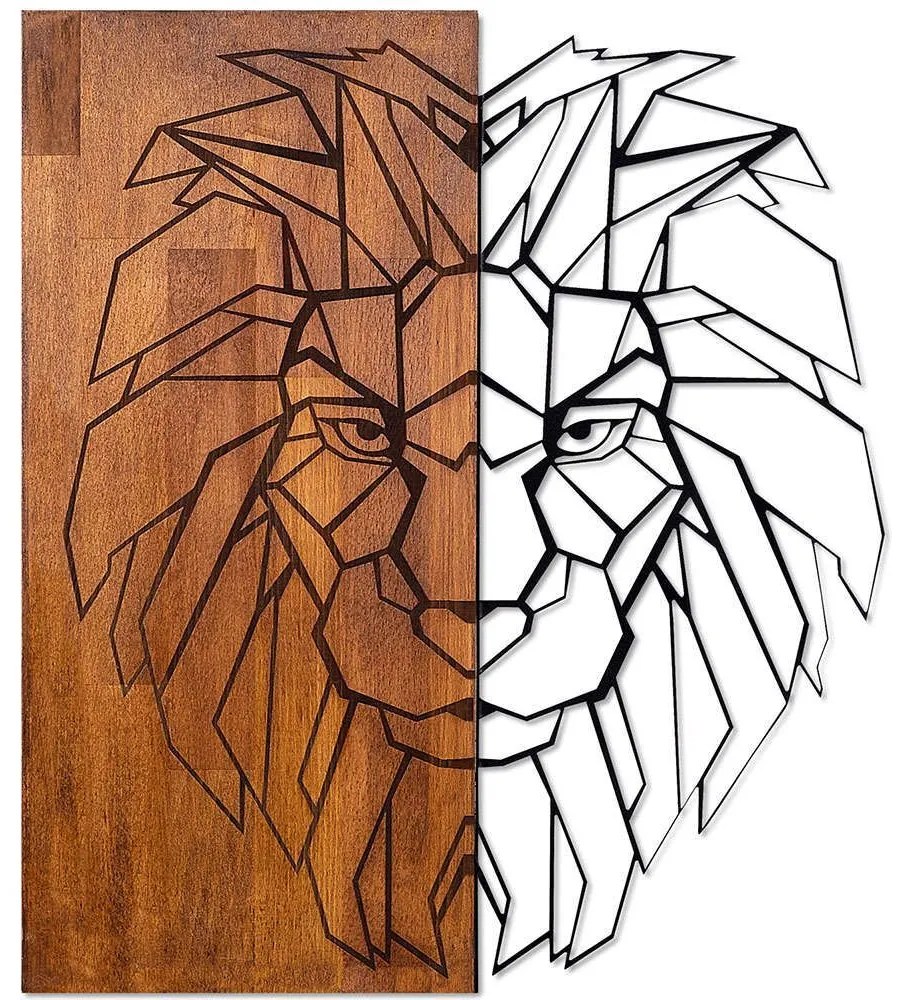 Διακοσμητικό Τοίχου King 899SKL1207 47,5x58cm Walnut-Black Wallity Μέταλλο,Ξύλο