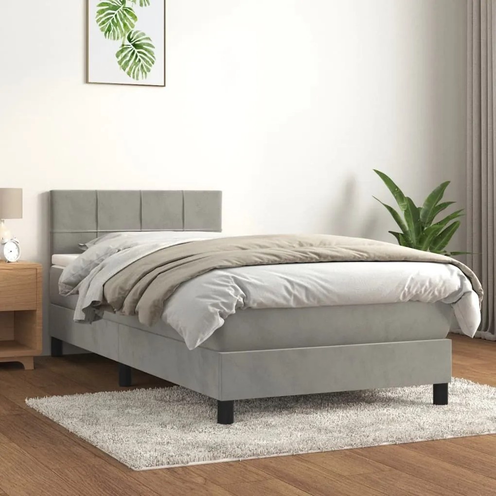 ΚΡΕΒΑΤΙ BOXSPRING ΜΕ ΣΤΡΩΜΑ ΑΝΟΙΧΤΟ ΓΚΡΙ 90X190 ΕΚ. ΒΕΛΟΥΔΙΝΟ 3141275